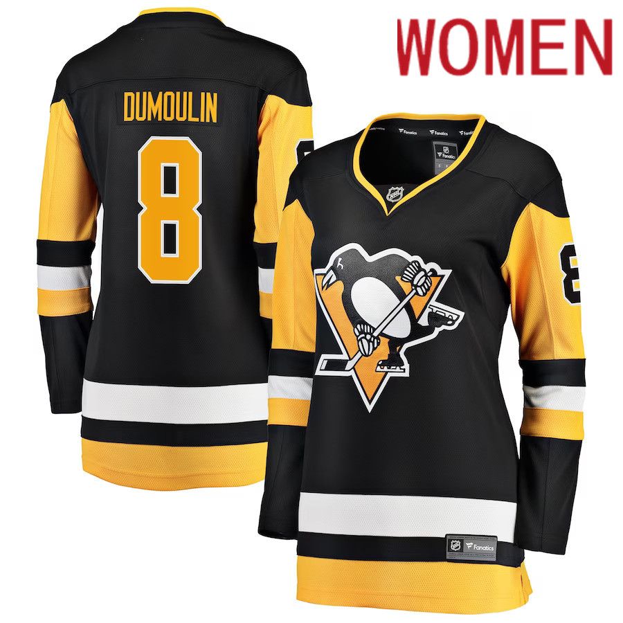 Women Pittsburgh Penguins 8 Brian Dumoulin Fanatics Branded Black Premier Breakaway Player NHL Jersey